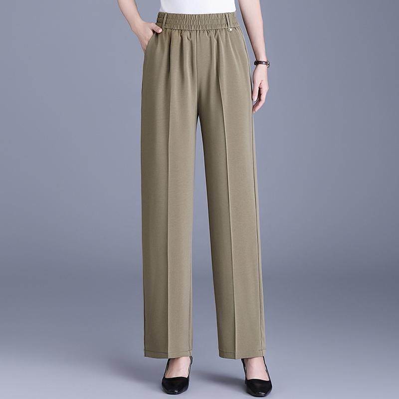 Women's Plus Size High Waist Cropped Wide Leg Pants – Elastic Waist Stretchy Polyester Trousers (Sizes XL-6XL)