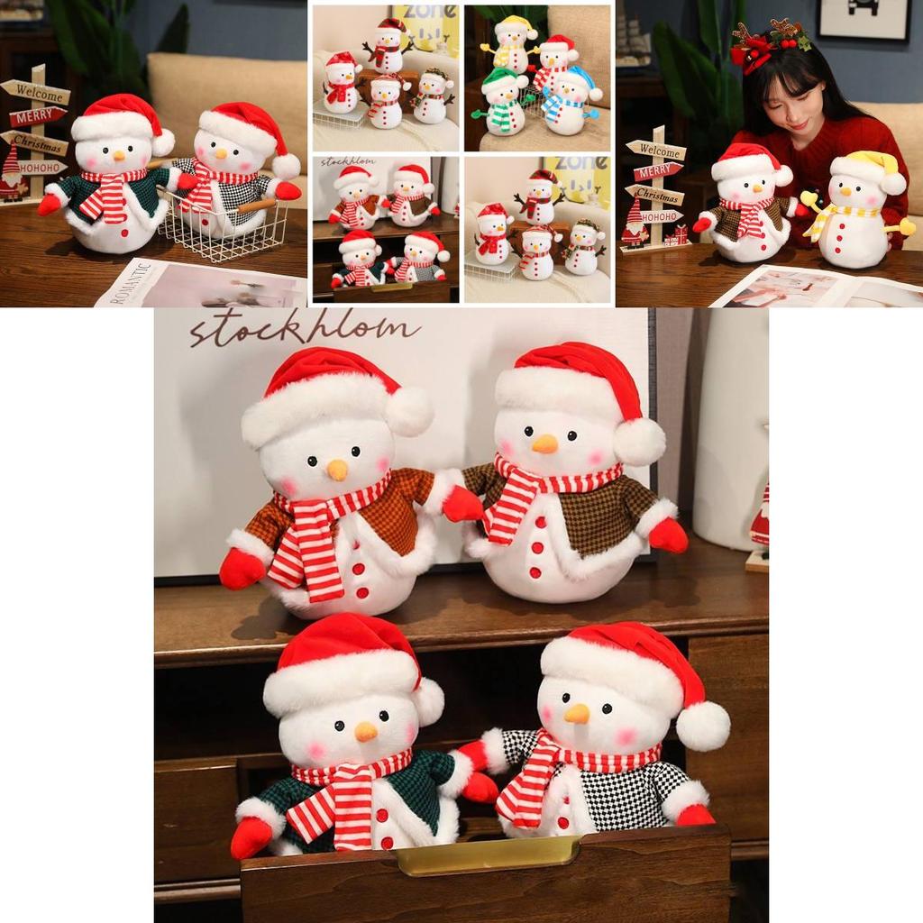 Adorable Plush Snowman Doll For Bedroom Decor Soft Stuffed Toy For Kids Christmas Gift