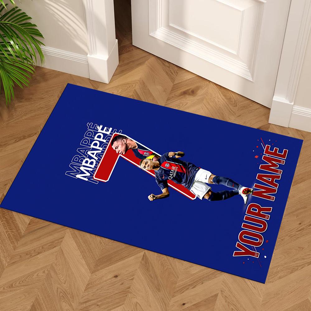 Mbappé Personalized Text Area Rug Perfect for Study Room Dormitory Hallway Balcony Antislip Carpet Decorate Offices Gift for Festivals