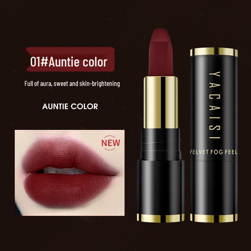 Yacais Velvet Matte Waterproof Lipstick - Non-Sticking, Non-Fading, Natural Color with Hyaluronic Acid. 3.5g