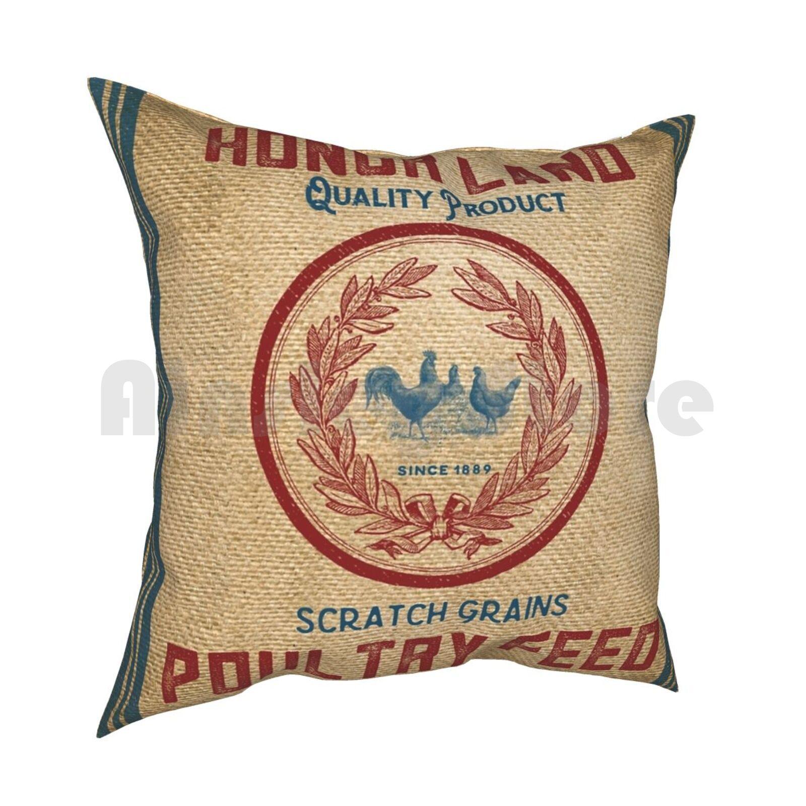 Vintage Burlap Like Feed Sack Pillow Case Printed Home Soft DIY Pillow Cover Feed Seed Sack Vintage Burlap Vintage 30cmx30cm