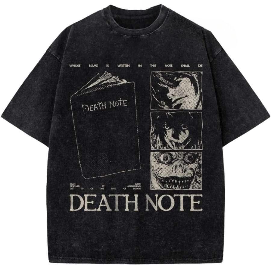 

Anime Death Note Ryuk Printed Tee Men Women Washed Cotton T-shirts Short Sleeve Vintage T Shirt Harajuku Male Oversized Tshirt S