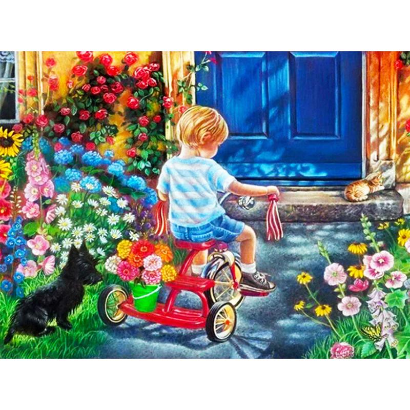 5D Diy Diamant Pictura Peisaj Desene Animat Copii Kit Cusatura Cruce Broderie Rotunda Complet Mozaic Artă Imagine De Decor Strass