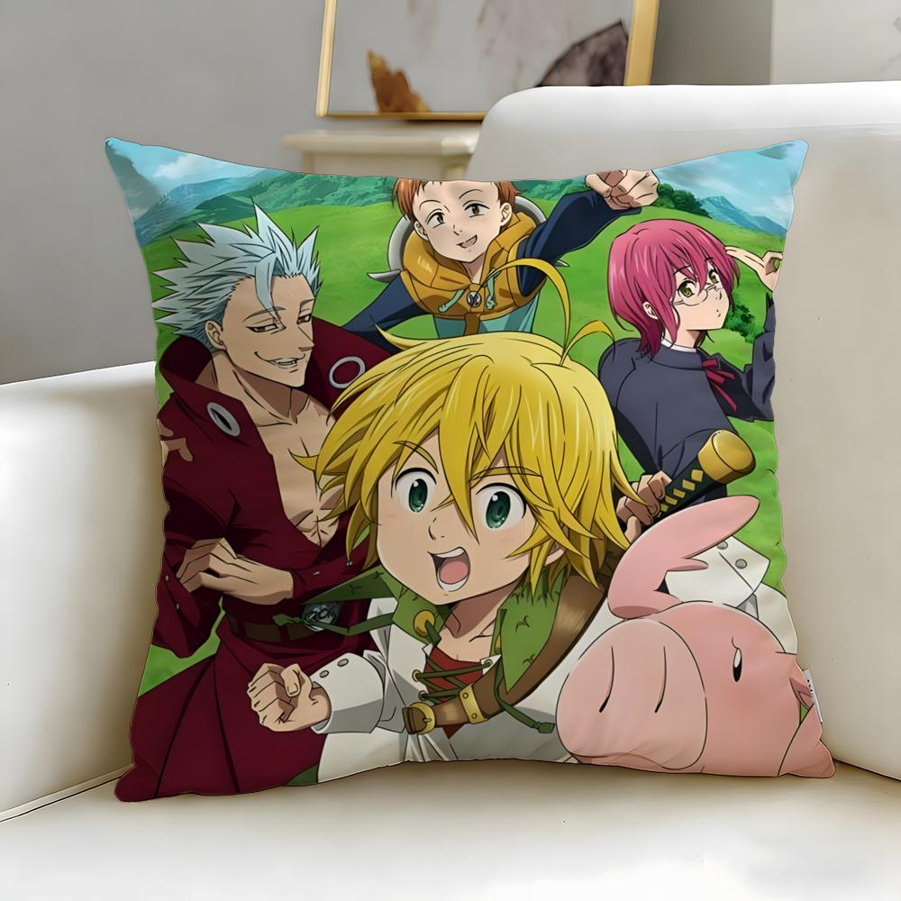 classic anime The Seven Deadly Sins Cushion Cover Soft  EasyWash Pillow Case  Versatile for Couch Bed Travel and Office