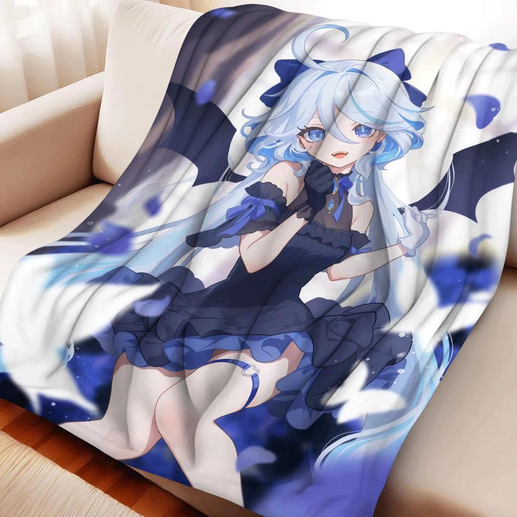 Game Gesnhin Impact Furina Cartoon Flannel Blanket Cover Warmth Soft Anime Blanket Multifunctional Decor Universal Blankets