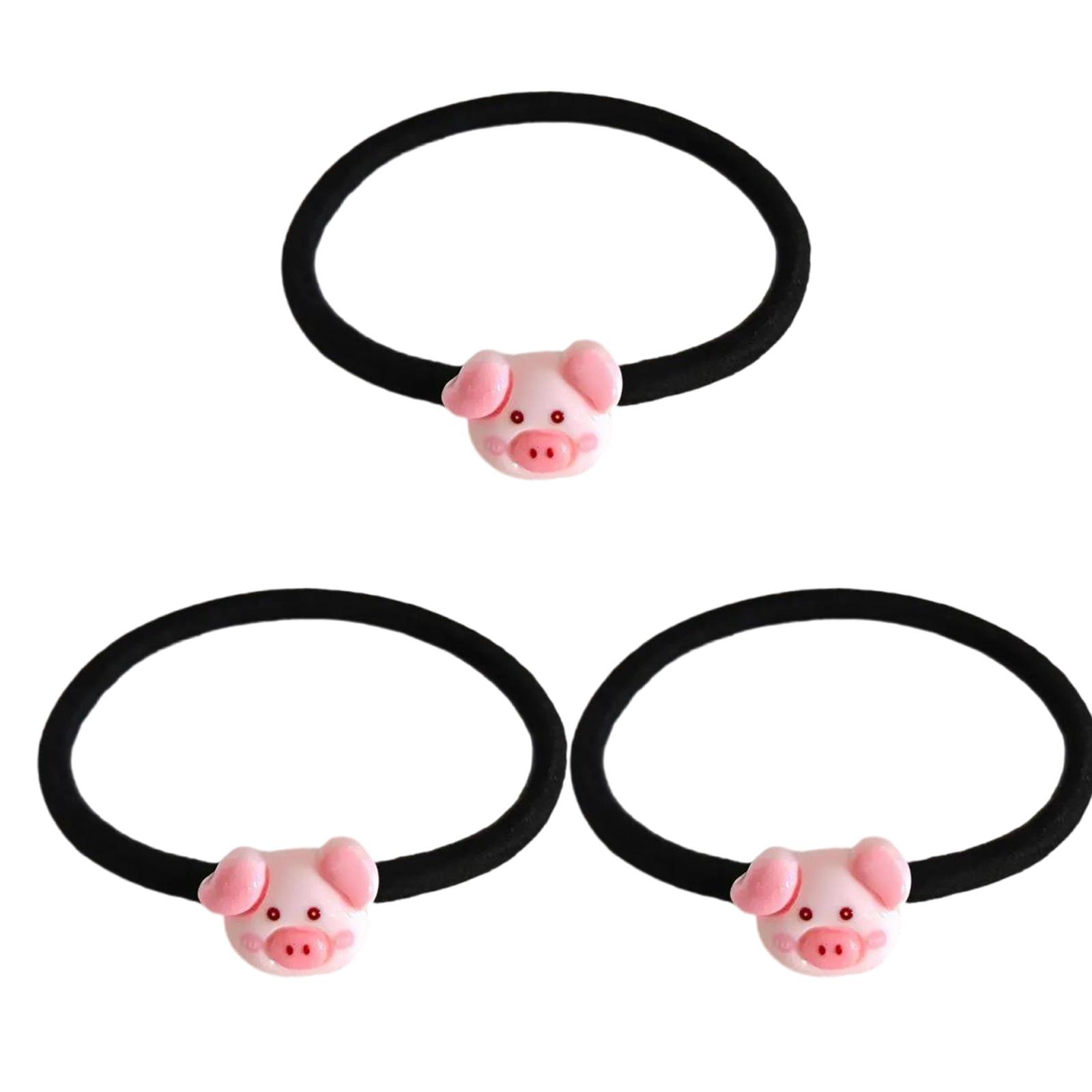 

Набор из 3 мультяшных резинок для волос с поросятами, мягкие эластичные резинки-скранчи с милым животным дизайном для женщин, девушек, детей для повседневного использования A