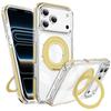 iPhone 17 Pro Max Magnetic Transparent Case with Two-Color Rotating Stand for Apple 16/15 Pro