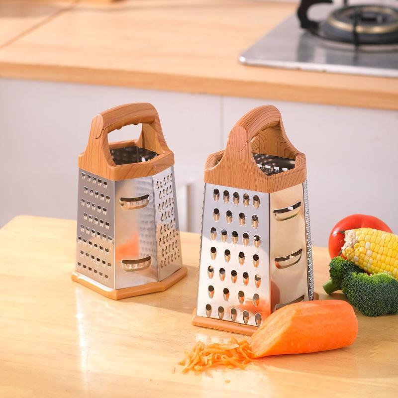 6 In 1 Stainless Steel Food Grater Slicer Portable Multi-Functional Kitchen Tool for Home Cooking Outdoor Camping BBQ Food Prep