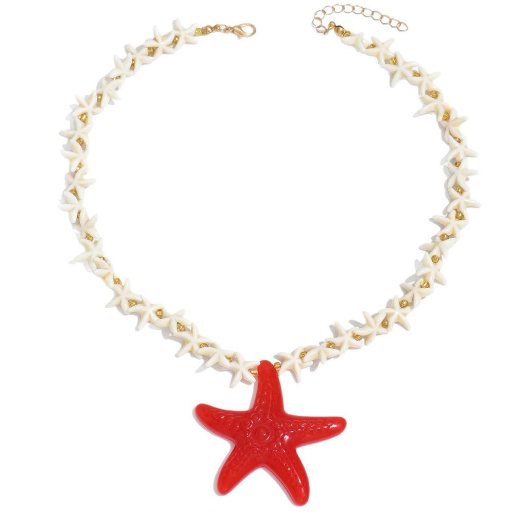 Bohemian beaded neck chain European and American shell jewelry high sense exaggerated starfish pendant necklace female