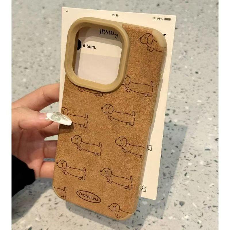 Ins Long Strips of Little Dough Dogs for IPhone 16 Promax Apple 15 Pro Phone Case 14 New 13 Leather Pattern