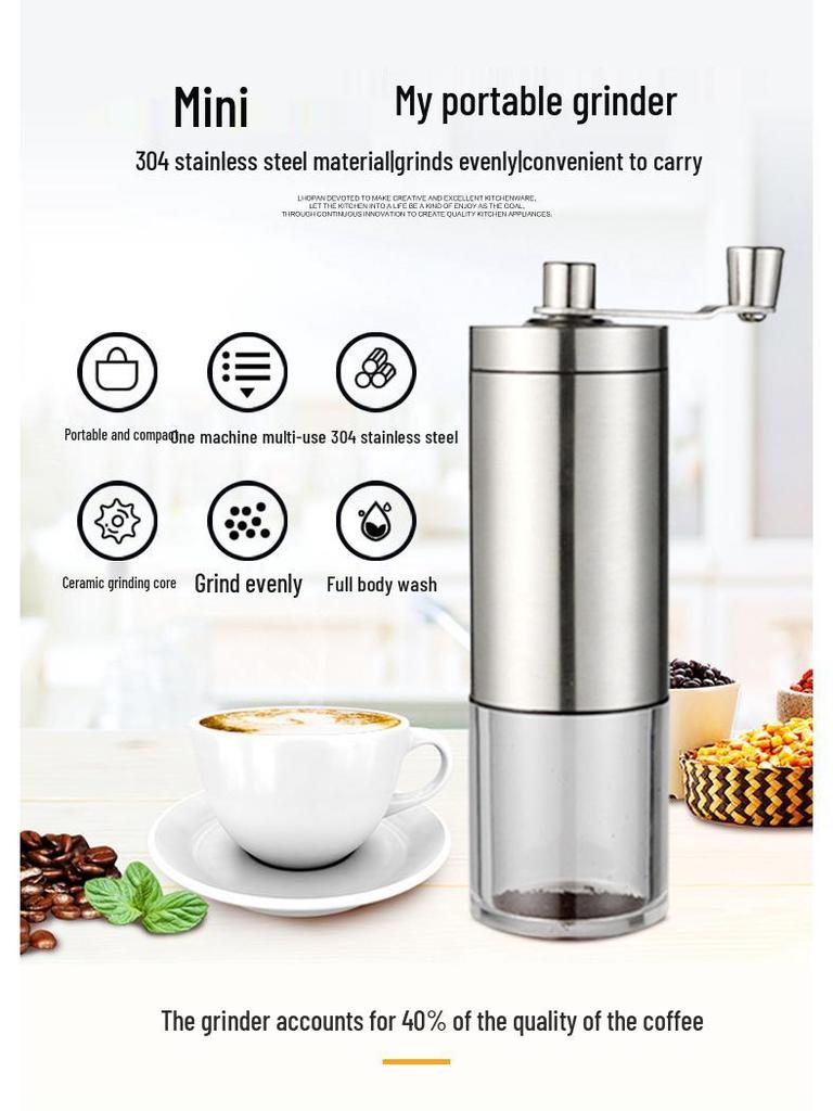 Przenośny Młynek Ręczny do Kawy ze Stali Nierdzewnej z Imitacją Drewna