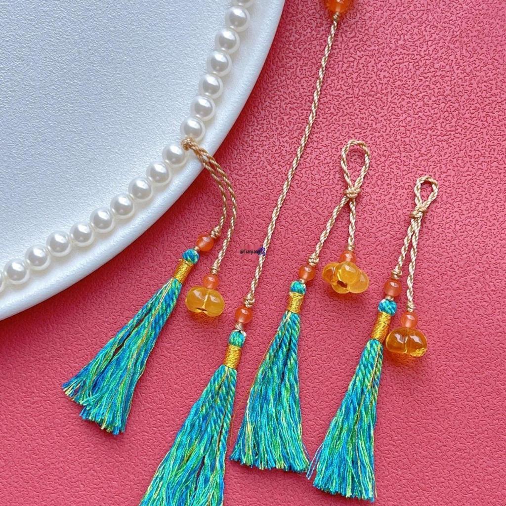 Osmanthus Tassel Pendant Crystal and Beeswax Buddhist Beads Bracelet Accessory