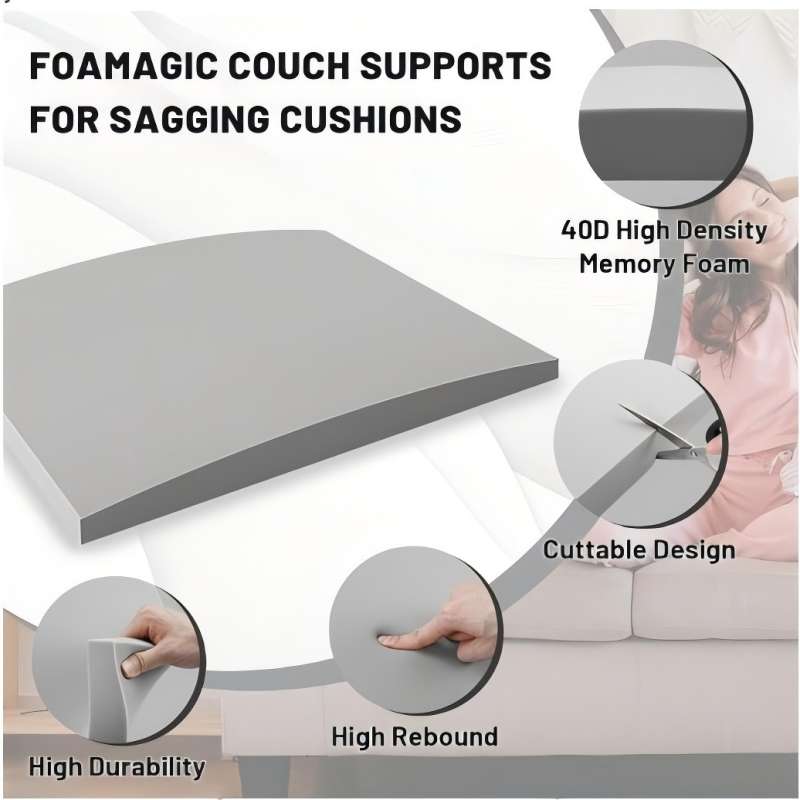 Couch Cushion Support For Sagging Seat High-Density Foam Non-Slip Sponge Pad Filling Sofa Cushion Support Curve Seat Repairing