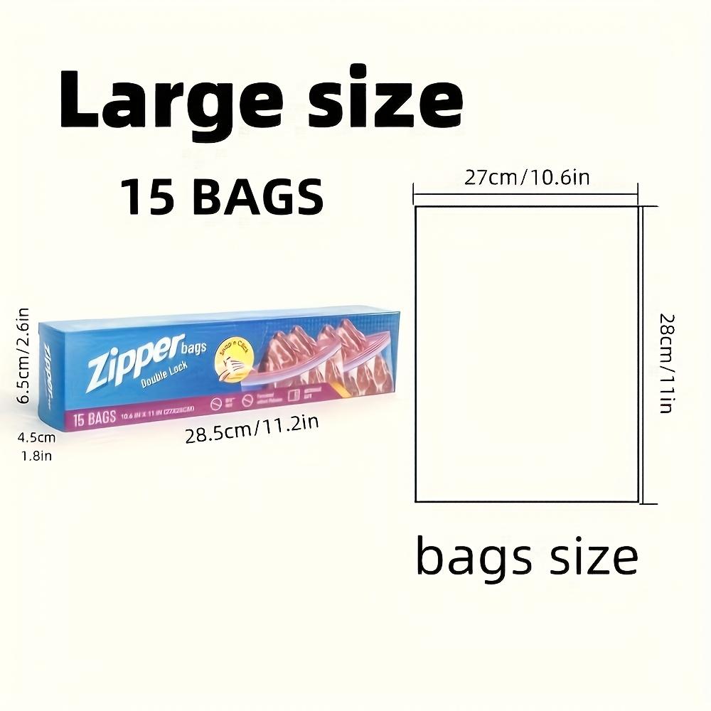 Food Grade Sealable Fresh Keeping Bags Sturdy PE Storage Bags for Refrigerator 15/20/30 Pack Various Sizes Available