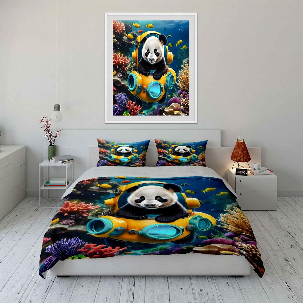 "Underwater panda adventure delight" Bedding sets Duvet covers Pillowcases(1* Duvet Cover 2* Pillowcases without duvet insert)