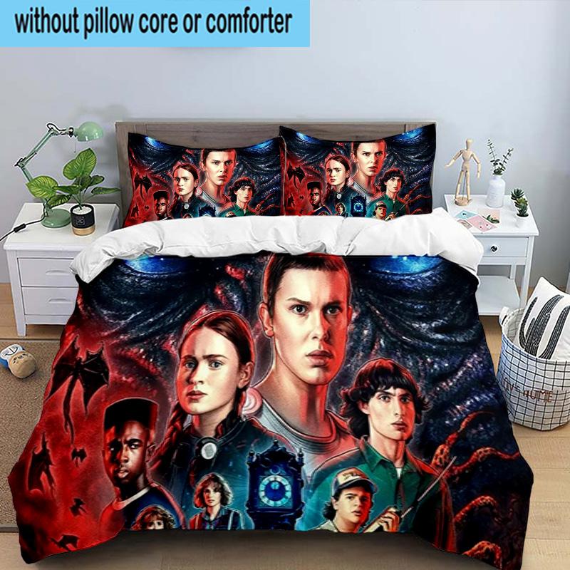 Stranger Eleven Upside Down 3PCS Bedding set,Ideal for1pc Duvet Cover And 2pcs Pillowcases Perfect for Christmas gift,Ideal for Bedroom, Dormitory