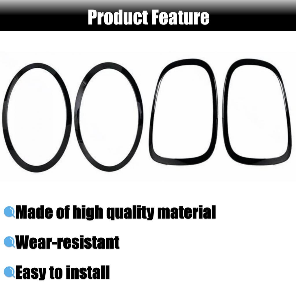 BLH1 Headlamp Bezel Tail Light Trim Ring Glossy Black for Mini Cooper F55 F56 F57 with Installation Tool