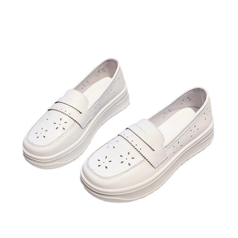2025 Spring and Summer New Nurse Shoes Women's Hollow Soft Sole Breathable Non-slip New Hole Medical Single Shoes White Shoes