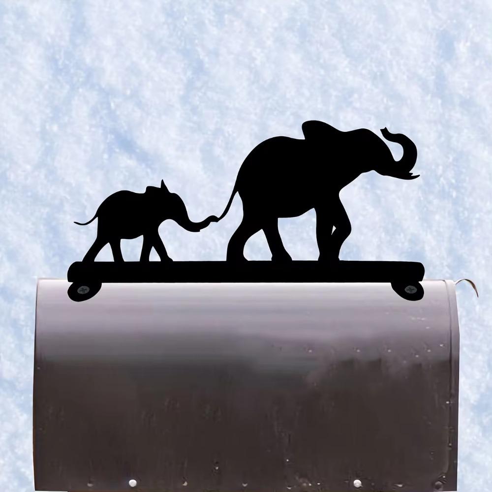 1 Stück Elefant mit kleinem Elefanten Eisen Silhouette Briefkasten Dekoration Dekorative Beschilderung für Briefkasten. Entzückende Briefkastendekoration