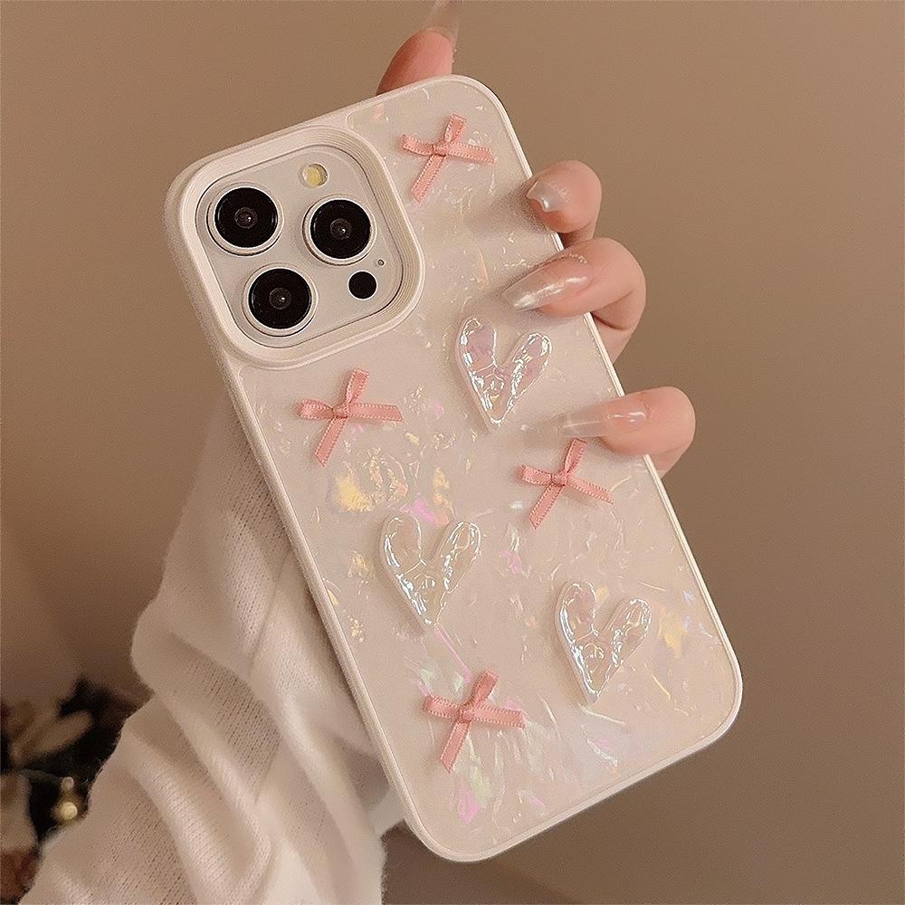 Girls Bow Love Iphone15promax Apple 16 Phone Case 11 Sweet 12 Suitable for 13 Shell Pattern