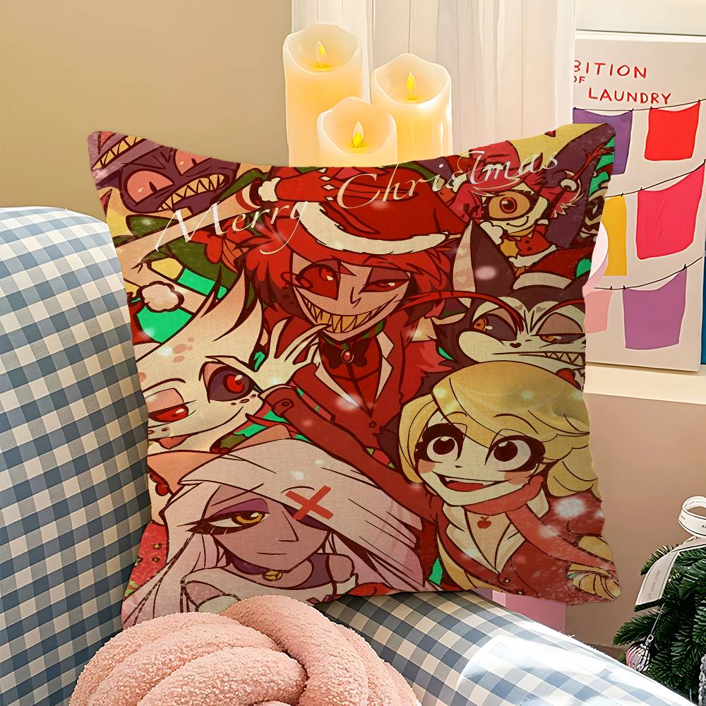 C-Charlie H-Hazbin Pillow Covers Cartoon Sofa Decorative Home Double-sided Printing Short Plush Cute Cushion Cover