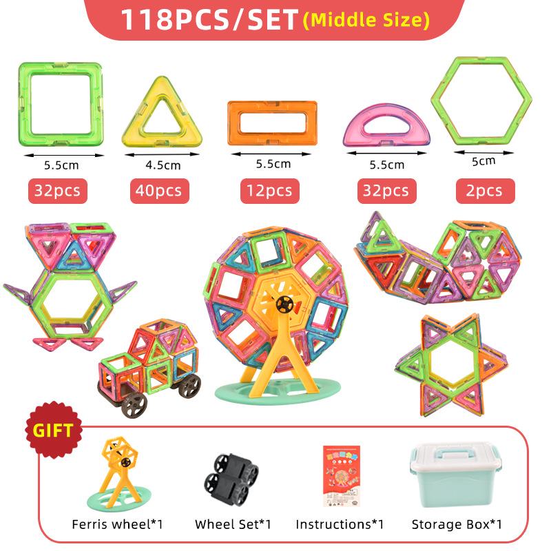 Medium Magnetic Tile Set: Large Particle Building Blocks for Children's Cognitive Education