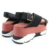 MARNI Sandals Leather cross strap platform sole Black pink l37 SAMA002708 Used