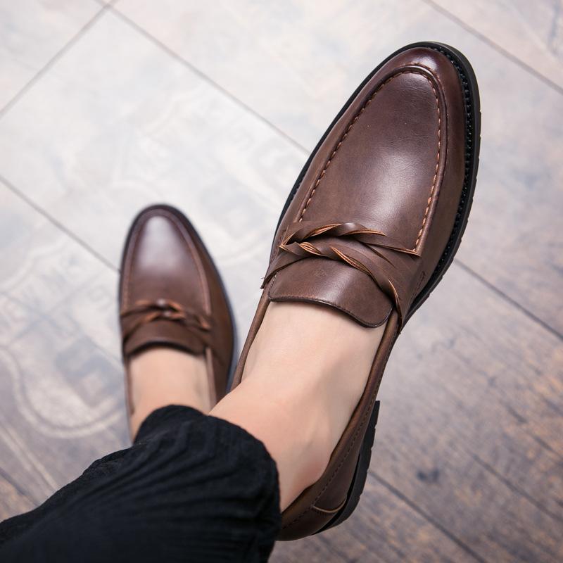 Dress pointed lazy shoes British young hairstylist small leather shoes