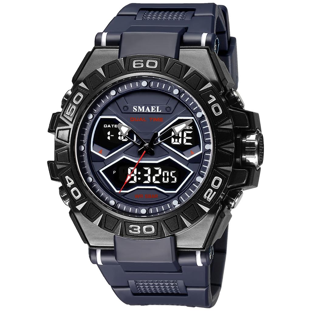SMAEL Trend Personality Function Watch Male Student Alloy Double Display Waterproof Luminous Quartz Watch