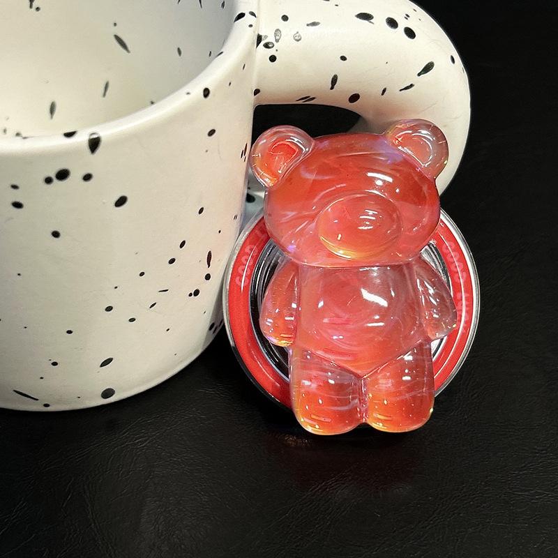 Transparent Laser Bear Mobile Phone Airbag Bracket Wind Magnetic Suction Retractable Lazy Desktop Bracket Watching Dramas