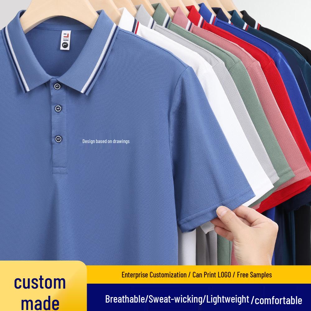 Customizable Breathable Polo Shirt with Logo, Short Sleeve, Sweat-Wicking, Perfect for Corporate or Group Culture Events.