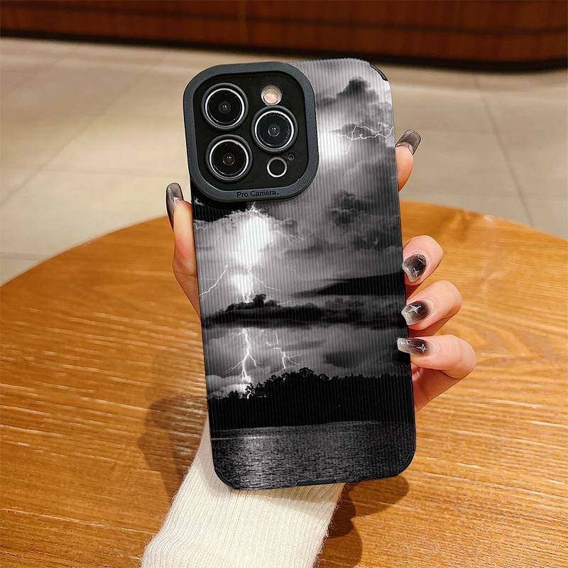 Vertical Grain Leather Shell Lucky Day Printed Patterned Shockproof Soft Silicone Case with Camera Lens Full Protection for iPhone