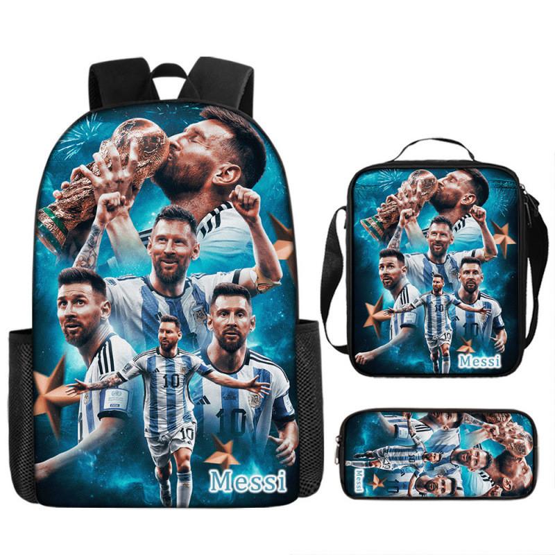 Školní batohový set Messi Fotbalová hvězda z nylonového materiálu pro školní použití a ukládání