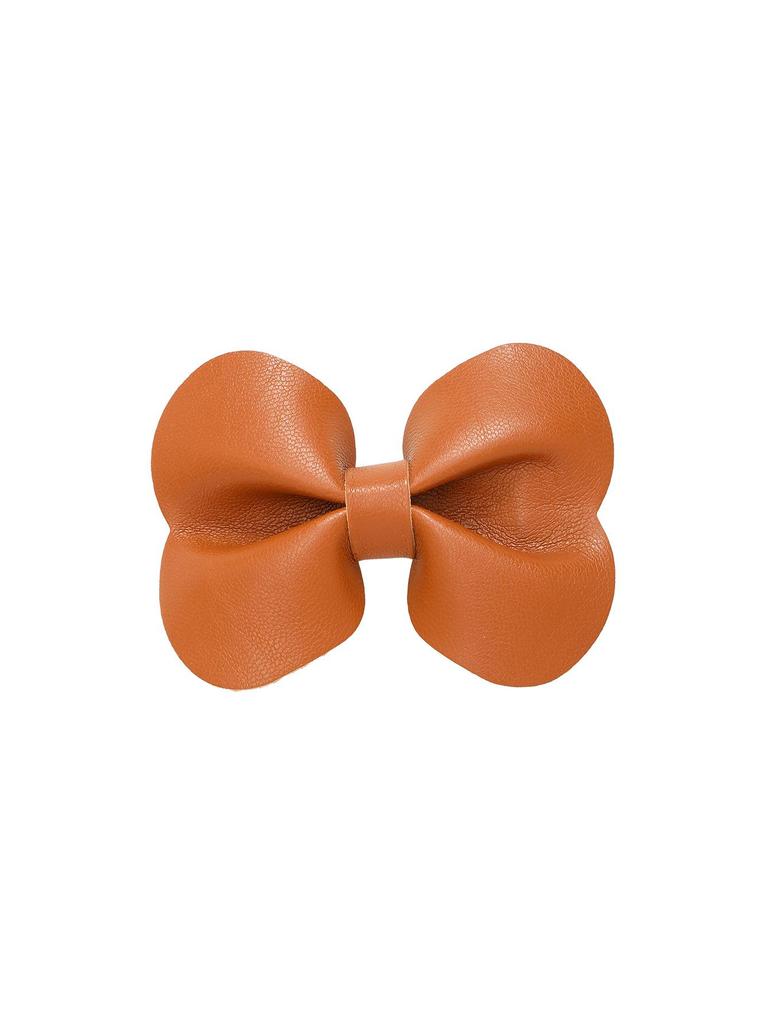 New Cute Leather Bow Duckbill Hair Clips - Simple, Fashionable Solid Color Hairpins for Bangs