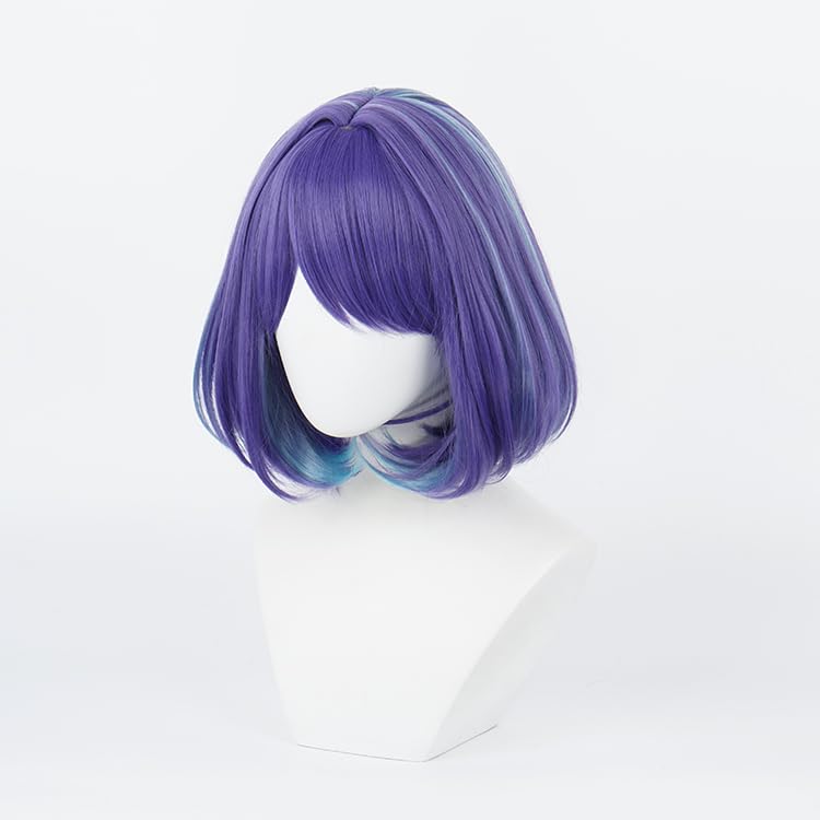 Akane Kurokawa Cosplay Costume Accessory with Perfect for Comiket Cultural and School Festivals Wig, Purple, Short, Heat-Resistant, Net, Halloween,
