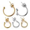 10pcs Stainless Steel Gold Plated C Shape Huggie Earring Posts Anti-allergy Stud Earrings Components for DIY Women Jewelry Gifts