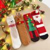 Santa Claus Coral Velvet Socks Snowman Elk Middle Tube Socks New Christmas Socks  Female