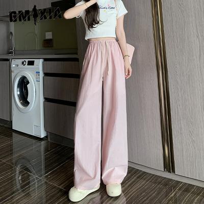 Pantalones y capris de cintura alta con estampado de color sólido informal a la moda para mujer