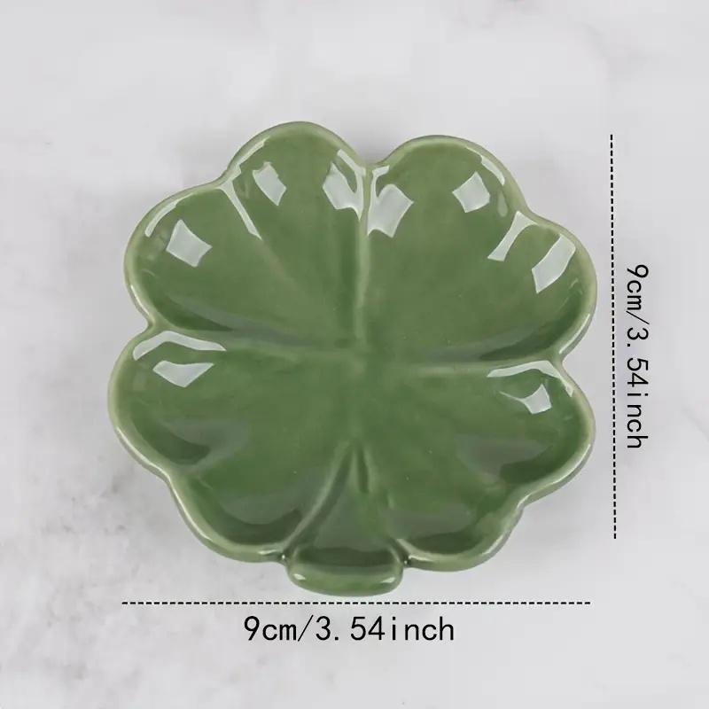 1Pc Ceramic Jewelry Tray Tabletop for Cosmetics and Accessories Nordic Style Clover Leaf Storage Box for Wedding Birthday Gifts