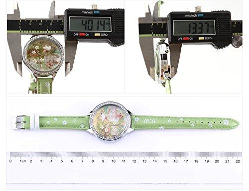 Damski zegarek na rękę dziewczęcy zielony kwarcowy analogowo-cyfrowy wyświetlacz model zagraniczny W291 trójwymiarowy ręcznie robiony masa polimerowa latający ptak.