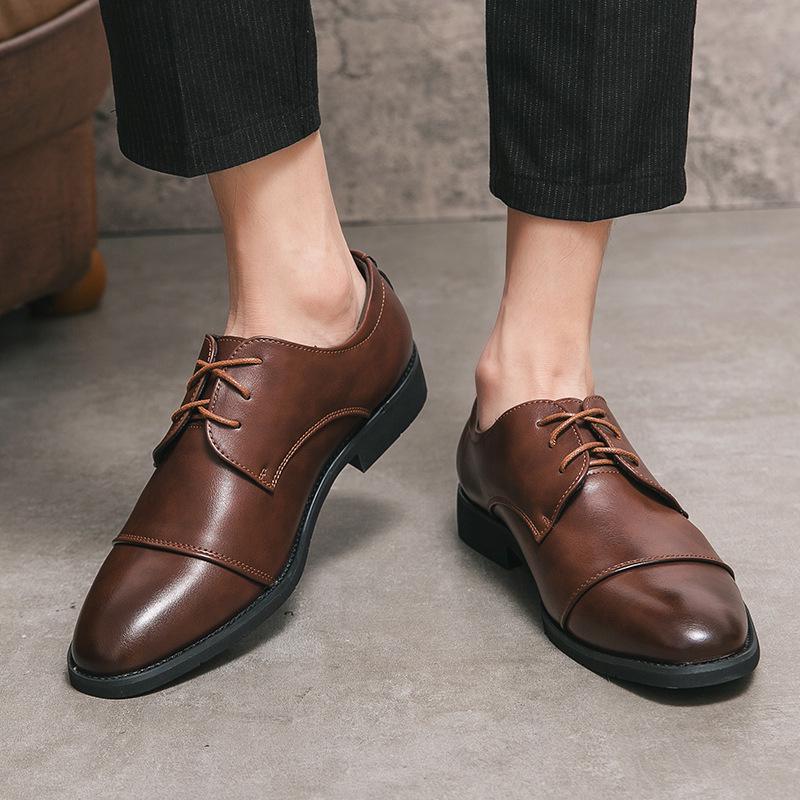 Men's Large Size Derby Formal Leather Shoes for Office, Wedding, and Banquet