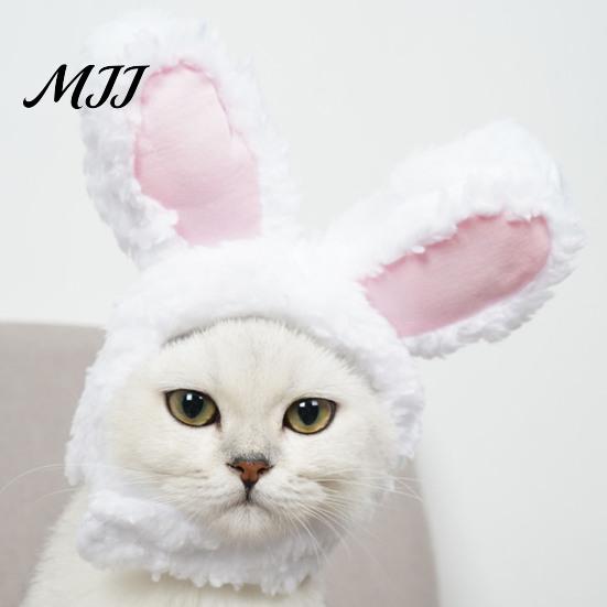 Cute Bunny Ear Hat for Cats Ears Cat Hat, Pet Soft Plush Funny Video Shoot Prop with Rabbit Small Dogs Party Costume Fun Photos