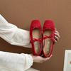 French Retro Temperament Square Head Bow Ballet Shoes Women's 2025 Summer New with Skirt Mary Jane Shoes