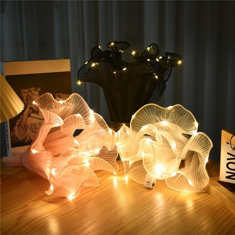 Lace Mesh LED Packaging Tulle Cloth Gift Wrapper Decoration Florist Bouquet Packaging  Wedding
