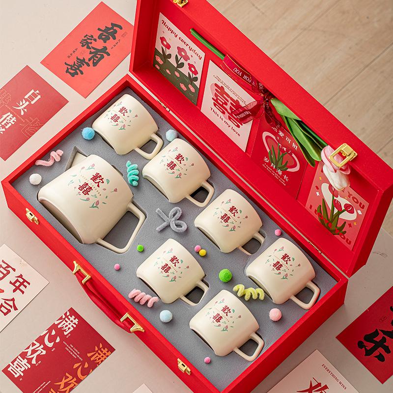 Ceramic Tea Set for Newlyweds: Teapot & Teacups - Perfect Engagement or Wedding Gift