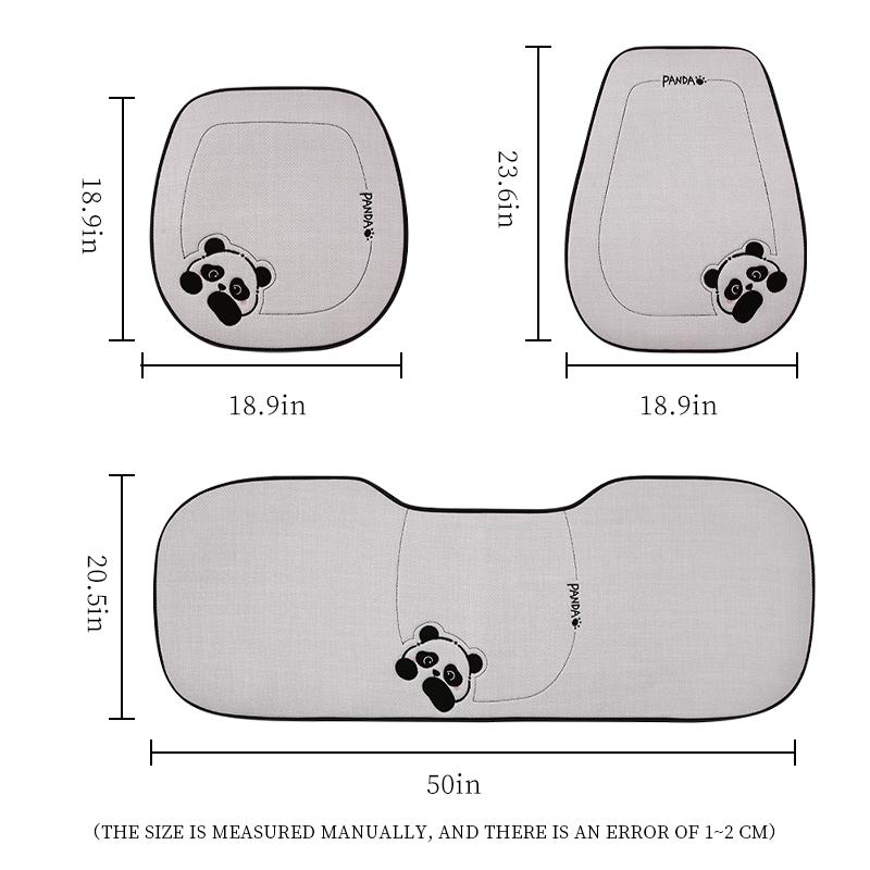 New Linen Cartoon Panda Car  Seat Cushion Non-slip Breathable Universal Car Seat Cover for Most Cars All Seasons Universal