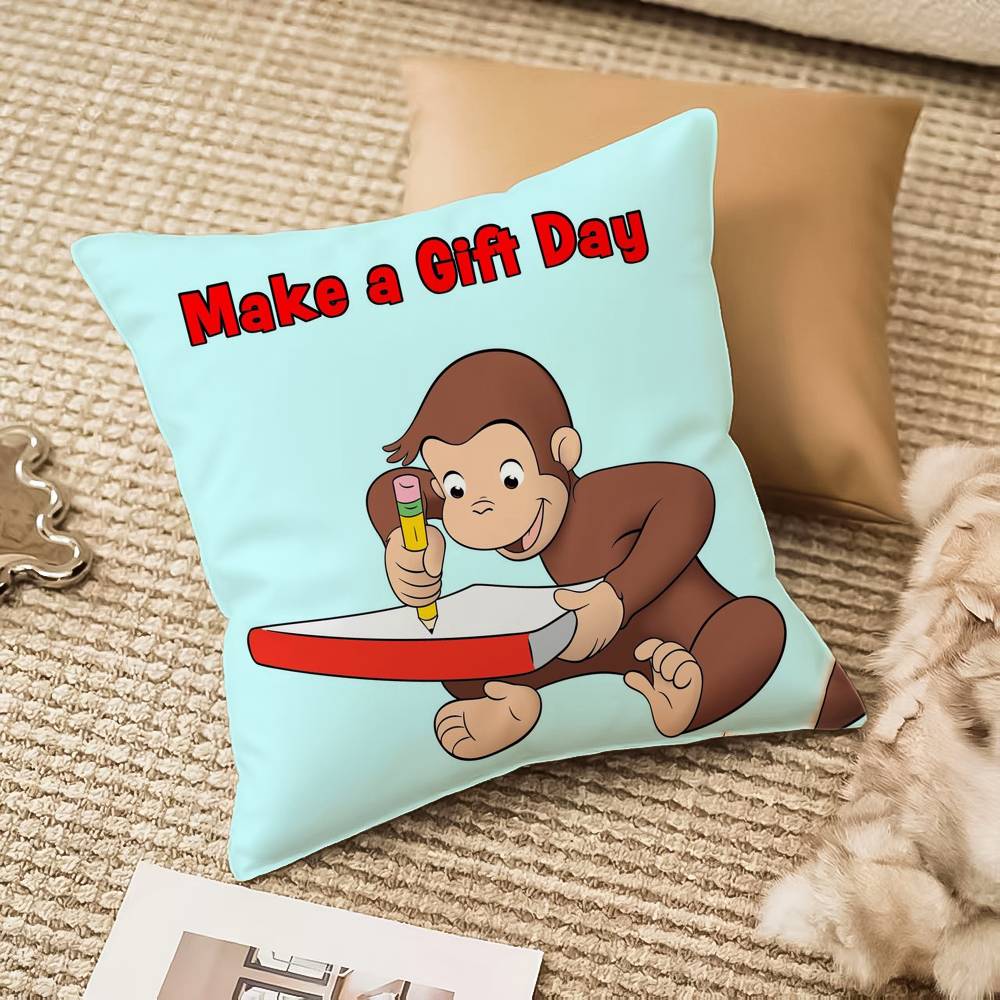 Curious G-George Cartoon Pillow Case Anti-dustmite Invisible Zipper Sofa Bed