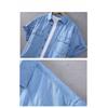 Summer New Vintage Artistic Men'S Short-Sleeve Denim Shirt Solid Color Lapel Collar Loose Casual Versatile Shirt