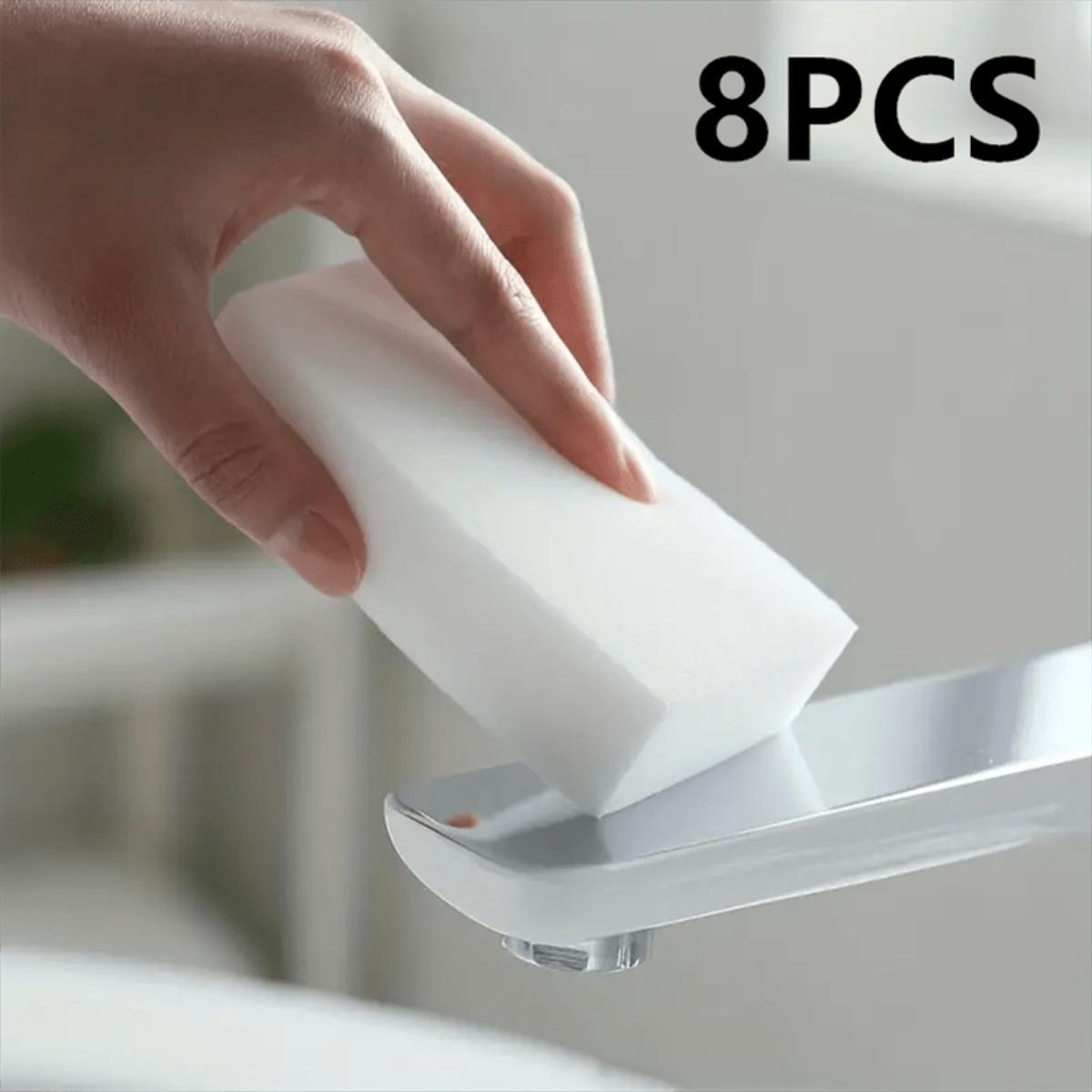 Magic Sponge Eraser Foam Cleaning Pad, Multifunctional Household Cleaning Kitchen Dishwashing Sponge, Bathroom, Bathtub, Sink, Floor,Wall Cleaner 8 pieces белый