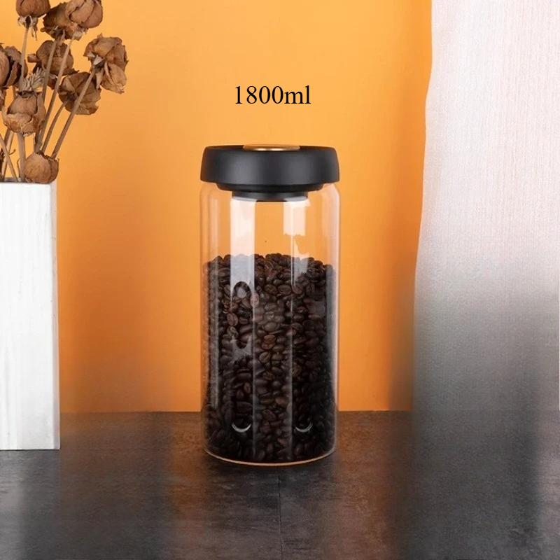 Coffee Beans Vacuum Sealed Jar, Transparent Glass Food Storage Jar, Household Moisture-proof and Airtight Container Mason Jars